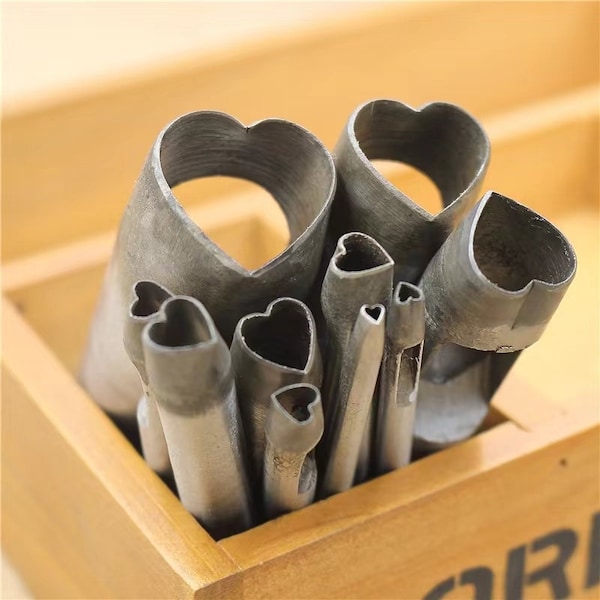 Leather mini heart punch, star shaped durable steel punch, leather craft punch, leather tools