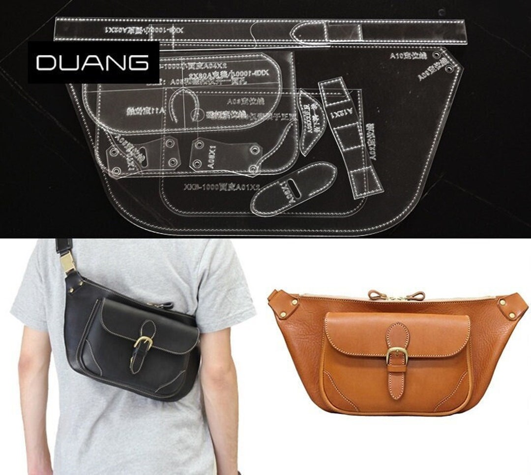 Mens Crossbody Shoulder Bag Template, Leather Patterns, DIY Leather Craft, Sewing Pattern
