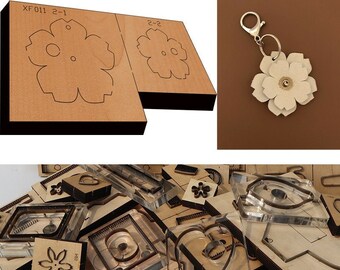 DIY cherry blossoms keyfob Custom Leather Cutting Die Cut Mold,Keychain Leather Punch Die Set,Leather Crafts Kraft Tool,Handmade Cutters