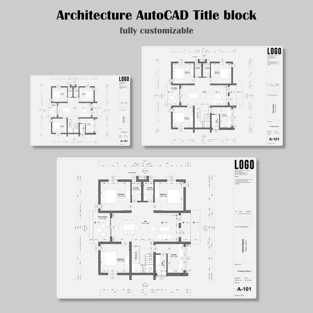 Architect Title Block Template/ Autocad Layout Format/ A4 A3 A2 Sizes