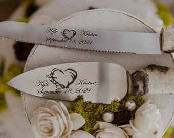 Rustikaler Tortenheber, Hochzeitstortenset, rustikale Hochzeit personalisierter Server, Hochzeitsmesser und Server aus Holz