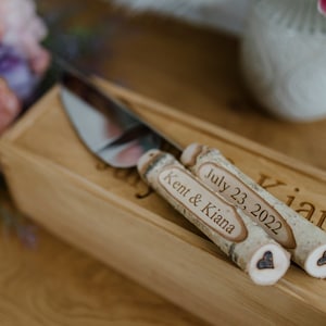 Rustic cake server, Wedding cake set, Rustic wedding Personalized server, Wood Wedding knife and server