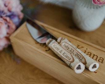 Paletta per torta rustica, set per torta nuziale, paletta personalizzata per matrimonio rustico, coltello e paletta per matrimonio in legno