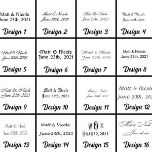Puede incluir: Una cuadr&iacute;cula de 16 dise&ntilde;os diferentes de invitaciones de boda con los nombres Matt & Nicole y la fecha 23 de junio de 2021. Cada dise&ntilde;o presenta un estilo de fuente y un dise&ntilde;o diferentes.