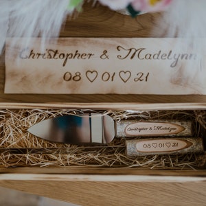 Rustic Heart cake server, mountain & Love Wedding cake set, custom serving knife and spatula, forest natural theme