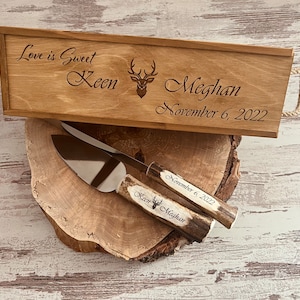 Rustic Wedding Cake Server Set: Deer Horn Knife, Personalized
