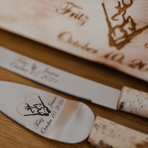 Rustic cake server,Wedding cake set,Rustic wedding Personalized server, Wood Wedding knife and server image 1