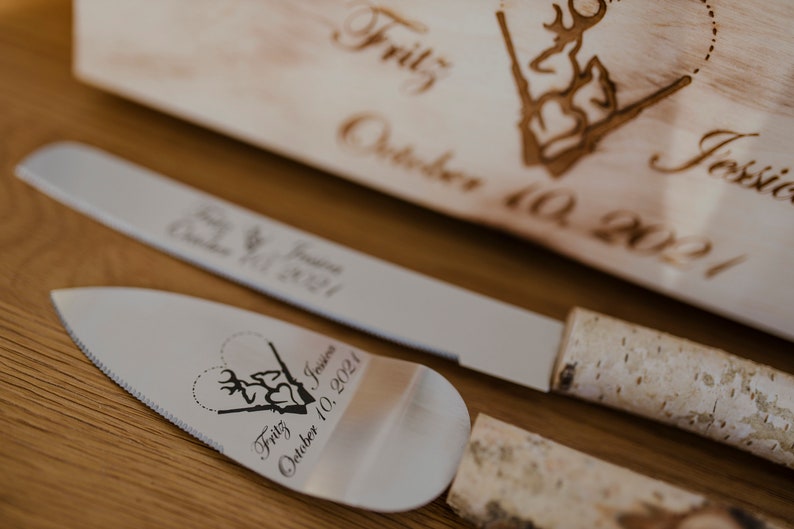 Rustic cake server,Wedding cake set,Rustic wedding Personalized server, Wood Wedding knife and server image 1