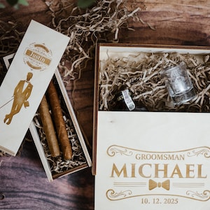 Groomsman Gift, Best Man Gift, Wooden Gift Box, Personalized Groomsmen Gifts Box, Cigar Gift Box, groomsmen proposal BOX, Best Man Gift Box