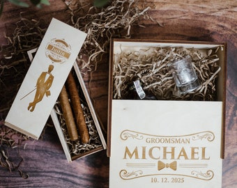 Groomsman Gift,Best Man Gift, Wooden Gift Box, Personalized Groomsmen Gifts Box,Cigar Gift Box,groomsmen proposal BOX, Best Man Gift Box
