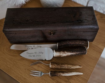 Rustic cake server,Wedding cake set,Rustic wedding Personalized server, Wood Wedding knife and server, deer wediing knife and server