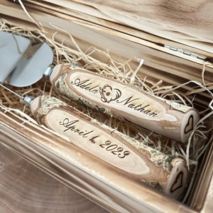 Paletta per torta rustica, set per torta nuziale, paletta personalizzata per matrimonio rustico, coltello e paletta in legno per matrimonio