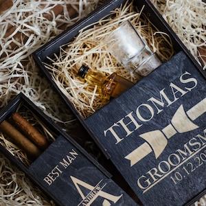 Groomsman Gift, Best Man Gift, Wooden Gift Box, Personalized Groomsmen present Box, Cigar Gift Box, groomsmen proposal, Best Man keepsake