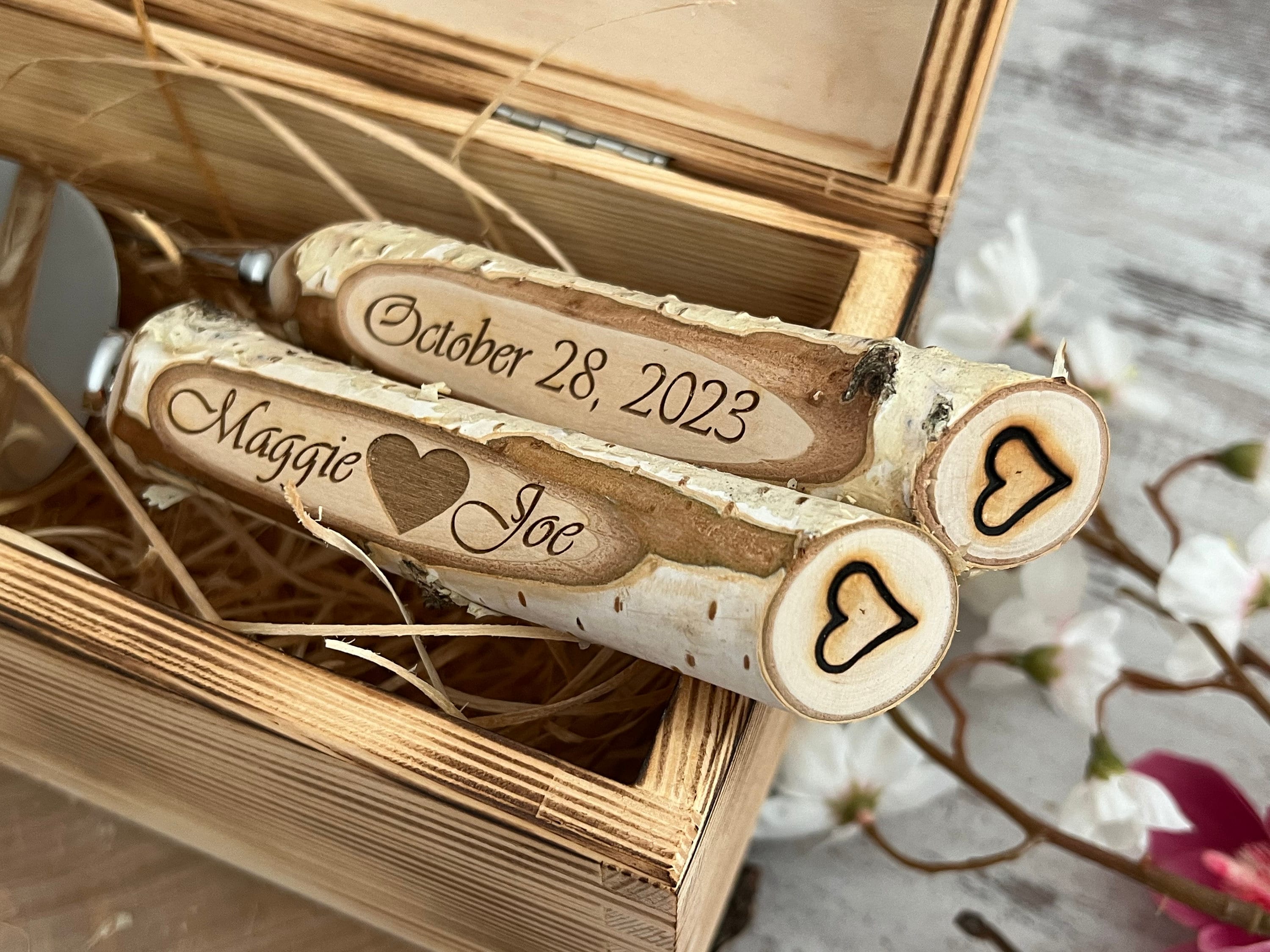 Rustic Country Chic Wedding Knife Set, Natural Birch Branch Rustic