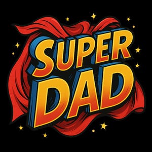 Projekt koszulki Super Dad, Dzień Ojca PNG, Styl komiksowy, Pobieranie cyfrowe, Prezent do wydrukowania dla taty, Sztuka koszulki Hero