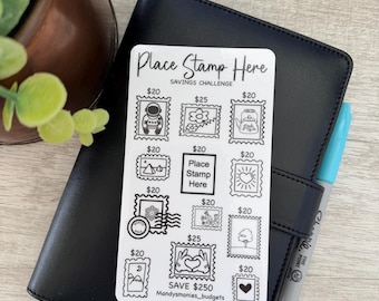 Place Stamp Here Savings Challenge - save 250 / tracker only/ laminated and reusable