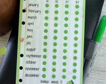 A6  mini mondays savings challenge / pickle theme/ laminated and reusable/ tracker only
