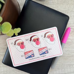 Bubble gum Santa  savings challenge / TRACKER ONLY/ laminated and reusable /