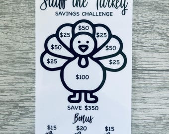 Stuff the Turkey Savings Challenge - save 350 dollars/ saving challenge TRACKER ONLY/ laminated and reusable