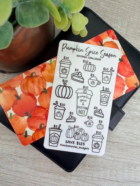 Pumpkin Spice Season Savings Challenge - save 125 dollars/   insert & saving challenge/ laminated and reusable