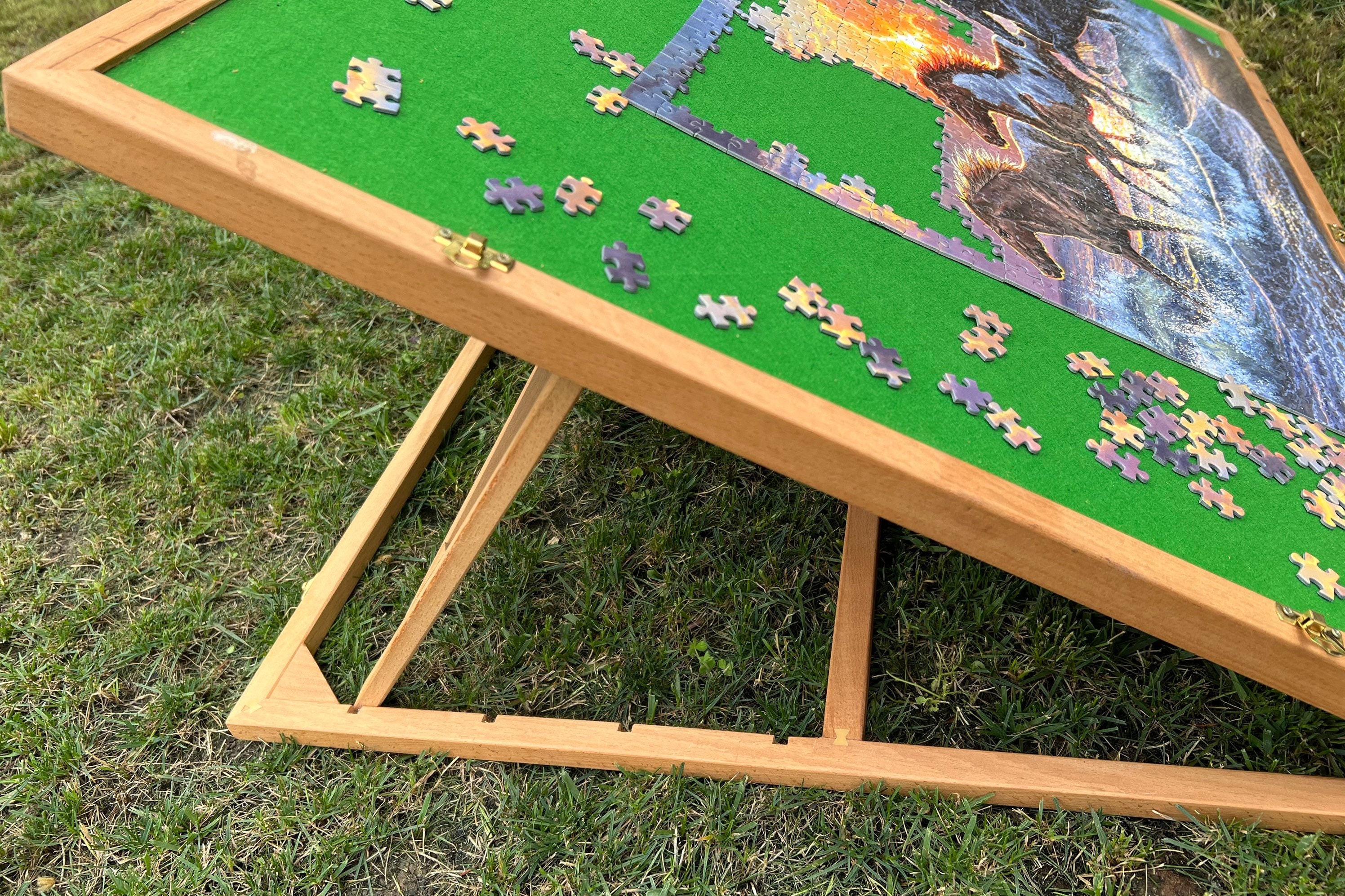 2000 Piece Portable Puzzle Table with Folding Legs, 41.3X27.5 Wooden  Jigsaw Puzzle Board with 4 Drawers & Cover, Family Multifunctional Folding