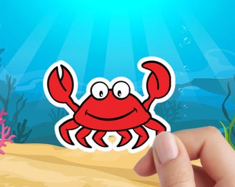 Cartoon Crab Sticker | Waterproof Vinyl Decal for Laptops