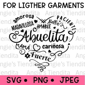 Hand-drawn Abuelita Heart SVG, PNG & JPEG files | Grandmother Hearth Spanish phrases | Mother&#39;s Day phrases | Día de las madres par abuelita