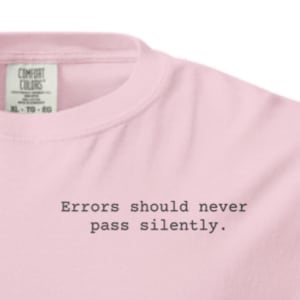 Errors Never Pass Silently Python Shirt, Zen of Python Coder Tee