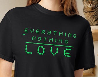 Camiseta Todo - Nada = Amor, Camiseta Amor Matemático, Regalo Retro Pixel, Regalo de Ecuación Romántica, Top Corazón Matrix, Ropa Amor Tecnológico, Camiseta Geek