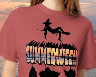 Camiseta de bruja de verano, camiseta de Halloween para todo el año, colores cómodos para la temporada espeluznante 1717