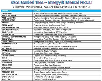 7 Loaded Teas - Mega Energy & Mental Focus On The Go - Herbal Energy, Lit, Mega Tea Bomb