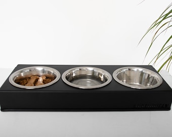 Modern Dog Cat Bowl Raised 3-bowl Cat Dog Home Feeding Station Pet furniture Pet accessories Feeder stand