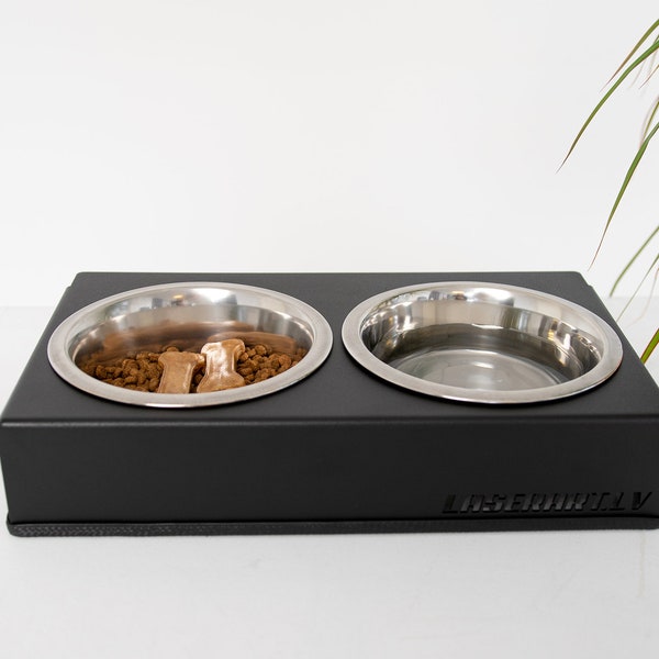 Modern Cat Dog Bowl Raised 2-bowl Cat Dog Home Feeding Station Pet furniture Pet accessories Feeder stands