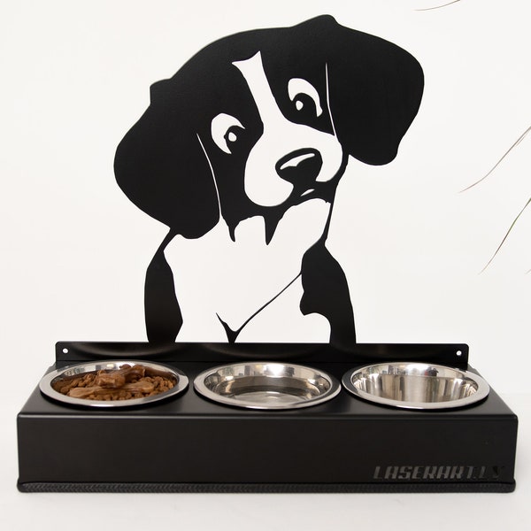 Dog Bowl Modern Raised Dog Feeding Station 3-bowl Dog Feeder Pet furniture Pet accessories Feeder stands