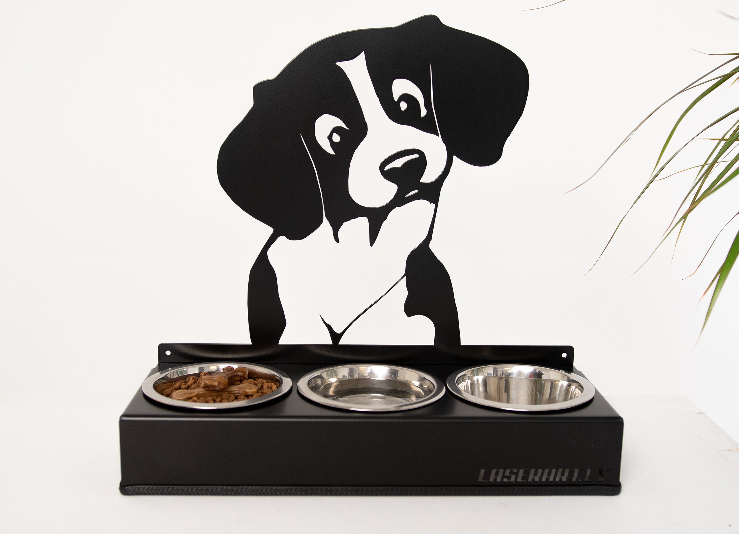 Raindrop Triple Bowl Elevated Dog Diner - Pets Stop Three Bowl Feeder