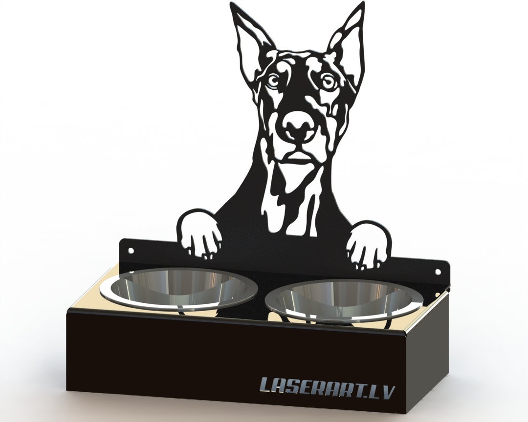 Personalized Dog Bowl, Doberman Dog Breed, Raised 2bowl 3bowl Feeding