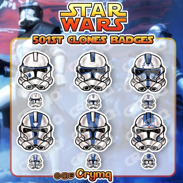 501st 6x Clones Phase II Pack - Cute Star Wars Clone Wars Badges