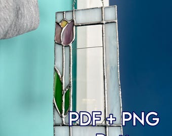 Stained Glass Tulip Photobooth Frame PATTERN - PDF + PNG Digital Download