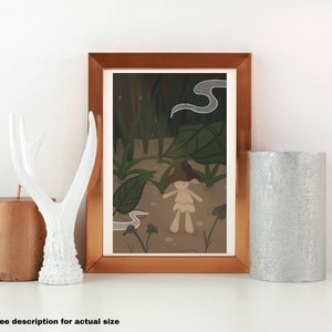 Mushroom Girl Original Art Print 6&quot;x9.5&quot; - mushroom forest fairycore fairy grunge art illustration