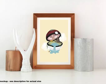 Pocket monster Isometric Art Print 5.5"x8.5" - isometric poke drawing illustration fanart
