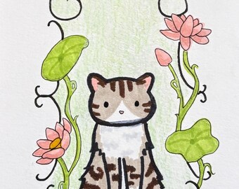 Custom Whimsical Pet Portrait Doodle 5x7"