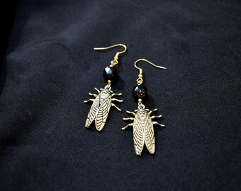 Gold Cicada Earrings - Vintage antique inspired earrings