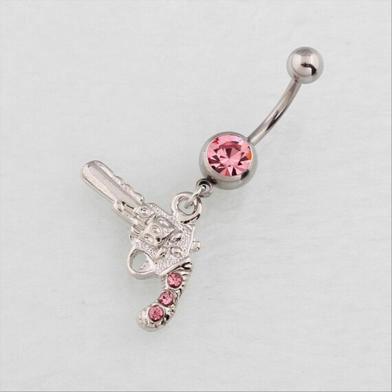 Gun Belly Ring Pink Gun Belly Button Ring Industrial Piercing Etsy