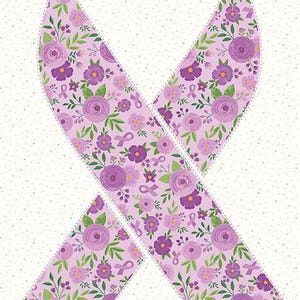 24 Inch Strength In Lavender Ribbon Panel Breast Cancer Awareness Riley Blake 100% Cotton