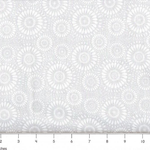 108 x 108 White Medallions on White Background Quilt Back Cotton Fabric Extra Wide