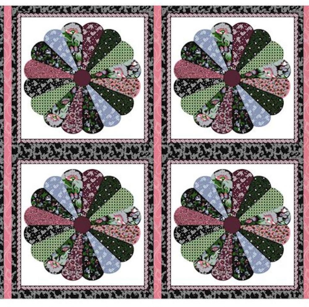 Pre-Printed Cotton Quilt Blocks Dresden Plate Cheater's Quilt