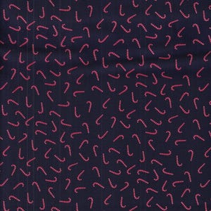 Dear Stella Christmas Mini Candy Canes on Blue 100% CottonPrice per Yard