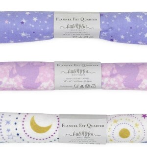 3 Flannel Fat Quarters Out of the World Celestial Little Feet Boutique Pink Purple Precut 18" x 21" Baby