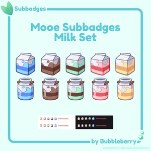 Milk Subbadge Set - Full Pack - Twitch and streaming - Kawaii