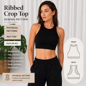 Mönster för ribbad crop top | Racerback-linne (fysiskt tryck)
